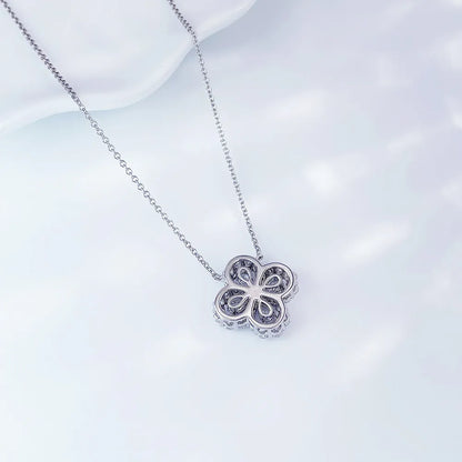 1.17 ctw Four-Leaf Clover Adjustable Mixed-Cut Lab-Grown Diamond Necklace in PT950 Platinum