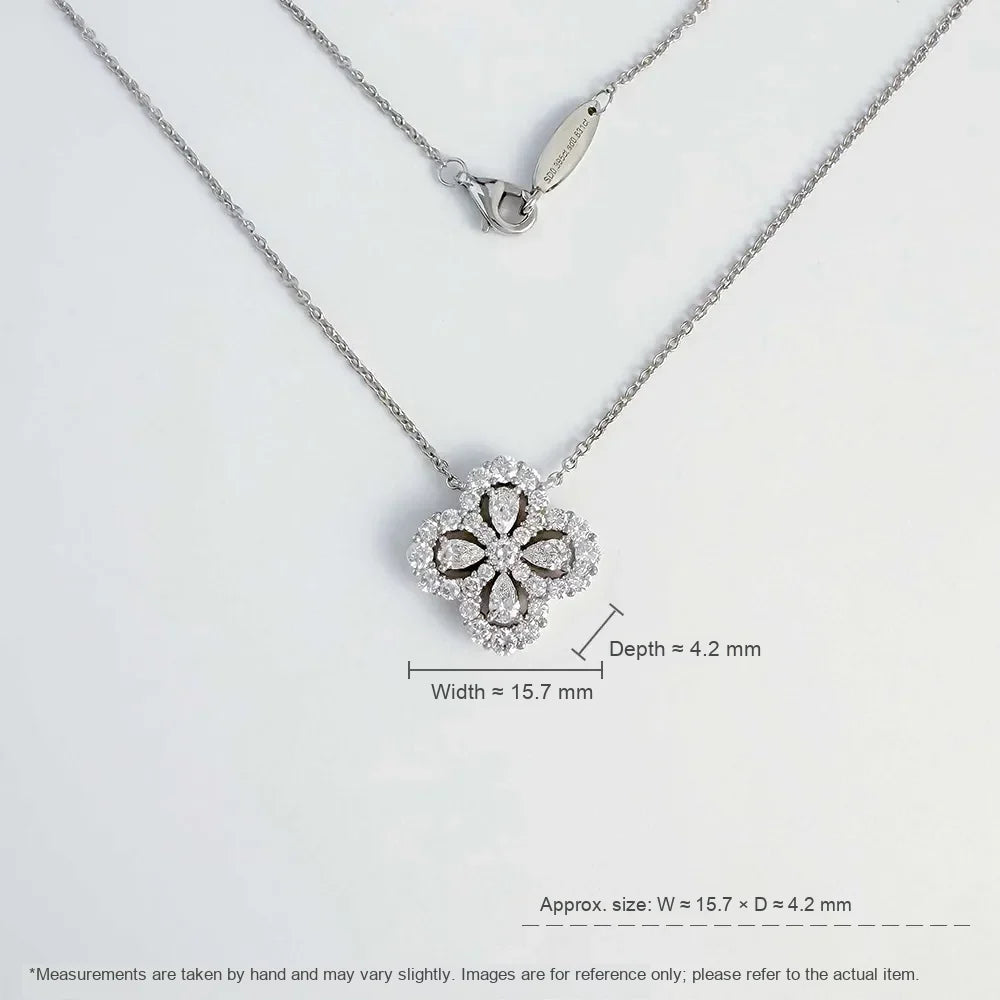 1.14 ctw Four-Leaf Clover Mixed-Cut Lab-Grown Diamond Necklace in 18K White Gold