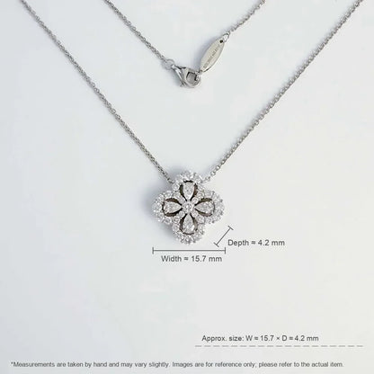 1.14 ctw Four-Leaf Clover Mixed-Cut Lab-Grown Diamond Necklace in 18K White Gold