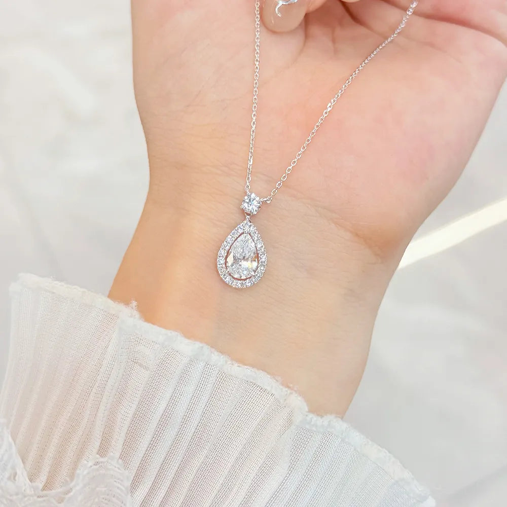 1.01 ct Celestial Pear-Cut Lab-Grown Diamond Necklace in 18K White Gold – APYN0008-W