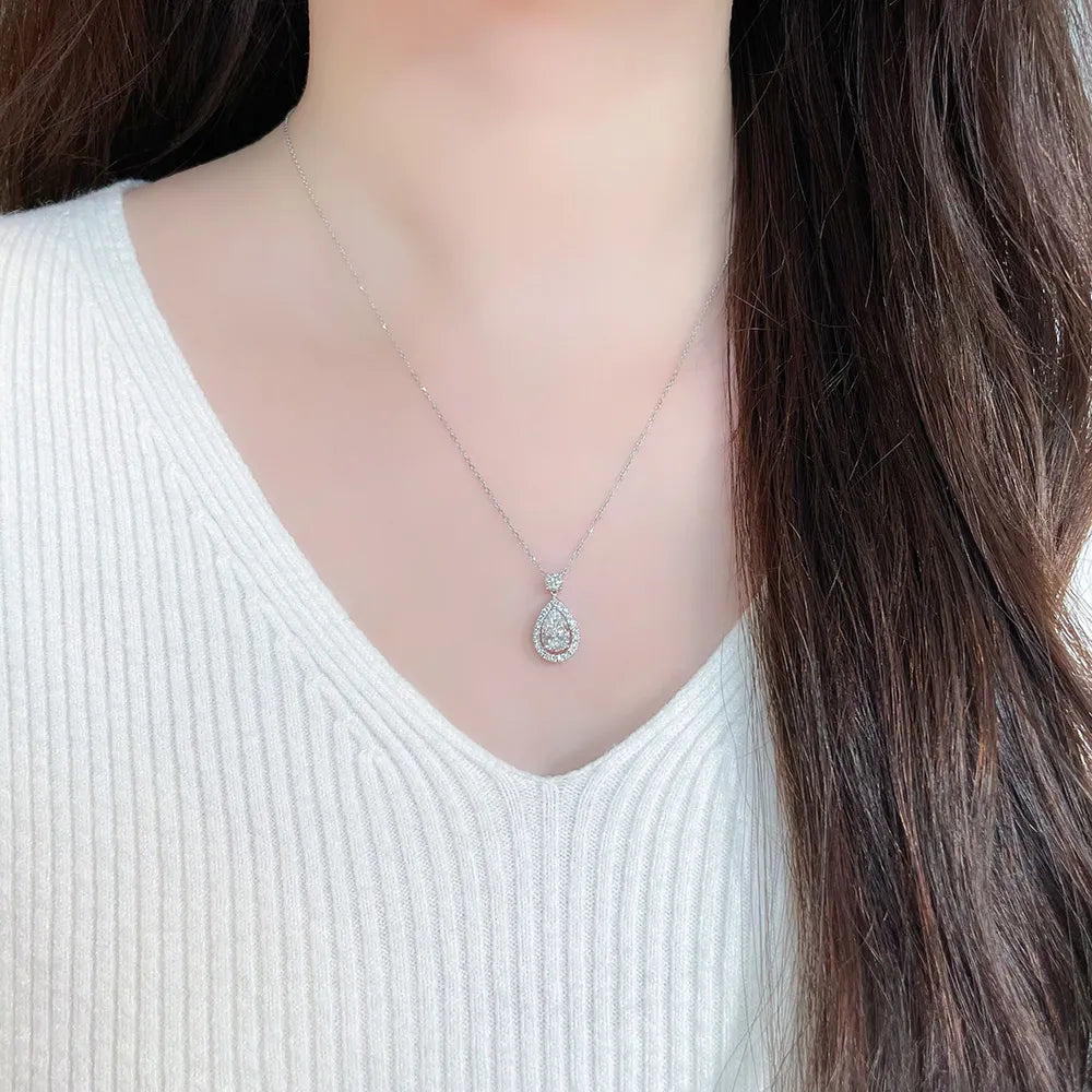 1.01 ct Celestial Pear-Cut Lab-Grown Diamond Necklace in 18K White Gold – APYN0008-W