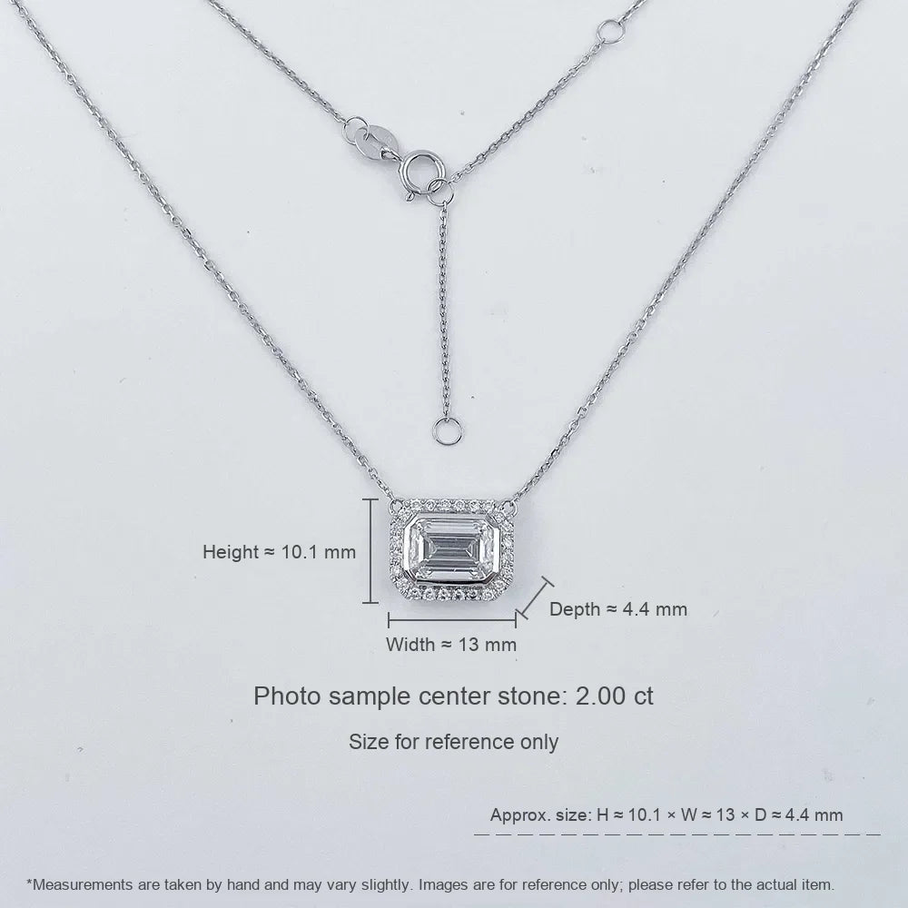 1.09 ct Minimalist Emerald-Cut Lab-Grown Diamond Necklace in 18K White Gold