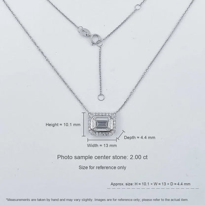 1.09 ct Minimalist Emerald-Cut Lab-Grown Diamond Necklace in 18K White Gold