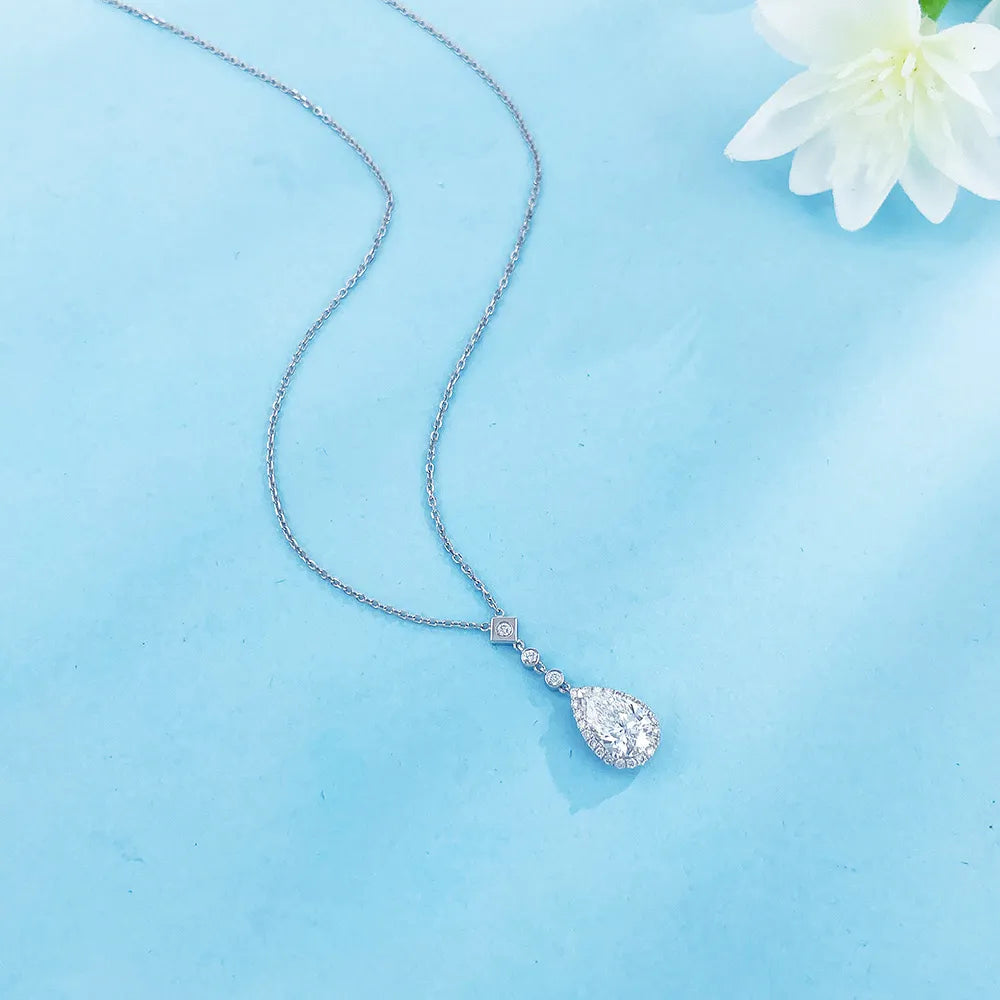 1 ct Celestial Pear-Cut Lab-Grown Diamond Necklace in 18K White Gold – APYN0011-W