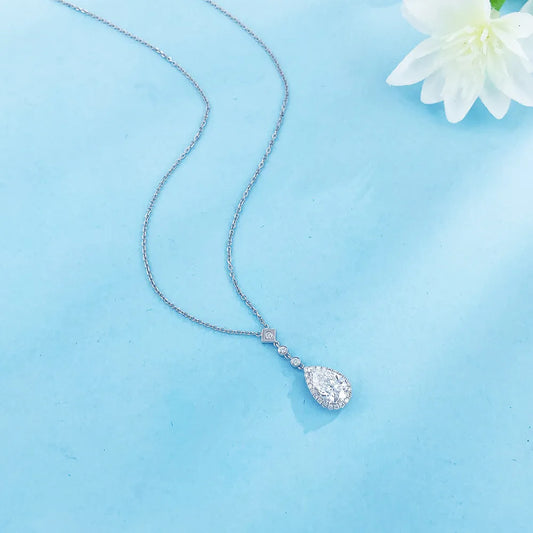 1 ct Celestial Pear-Cut Lab-Grown Diamond Necklace in 18K White Gold – APYN0011-W
