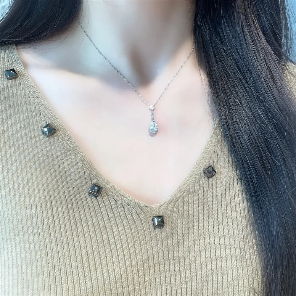 1 ct Celestial Pear-Cut Lab-Grown Diamond Necklace in 18K White Gold – APYN0011-W