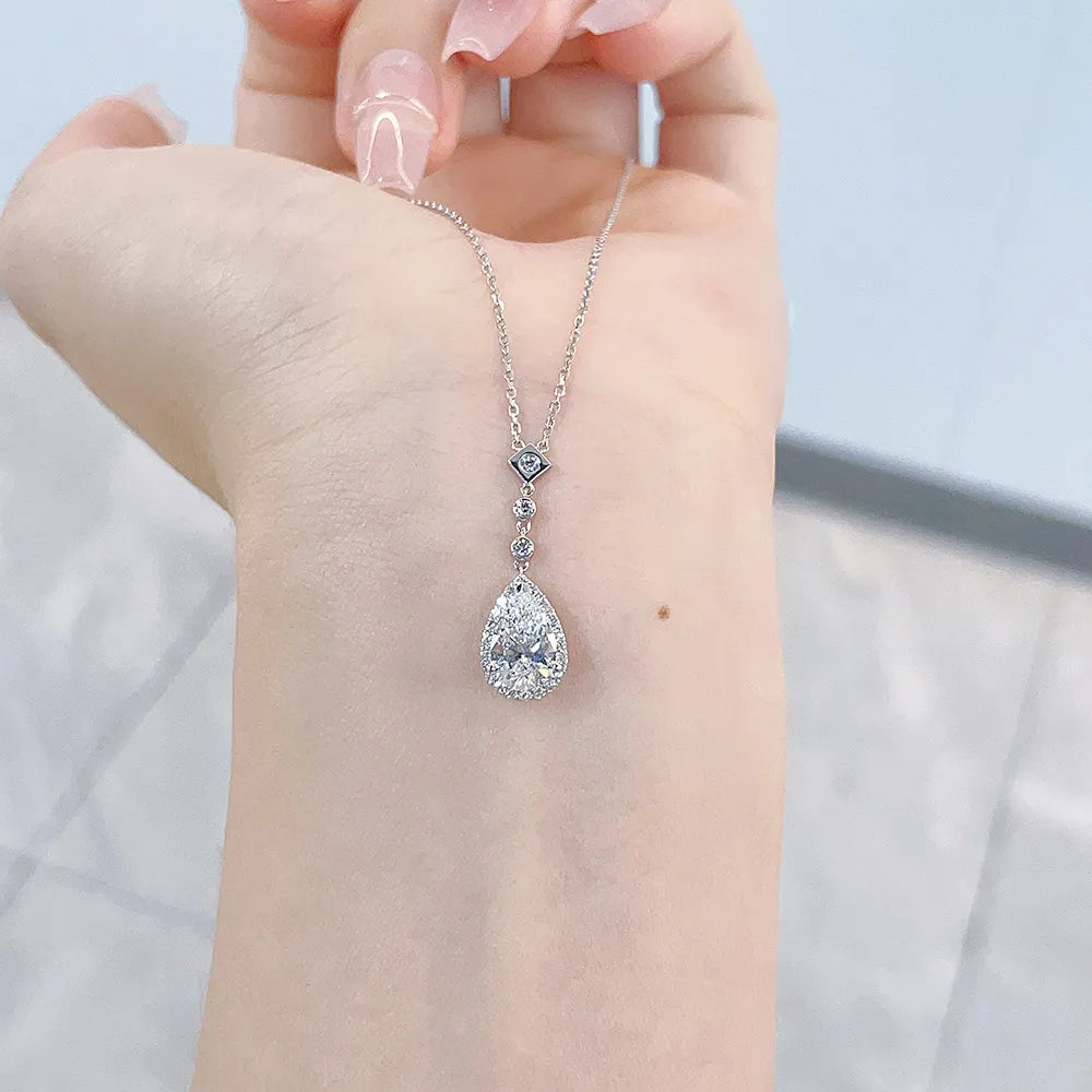 1 ct Celestial Pear-Cut Lab-Grown Diamond Necklace in 18K White Gold – APYN0011-W
