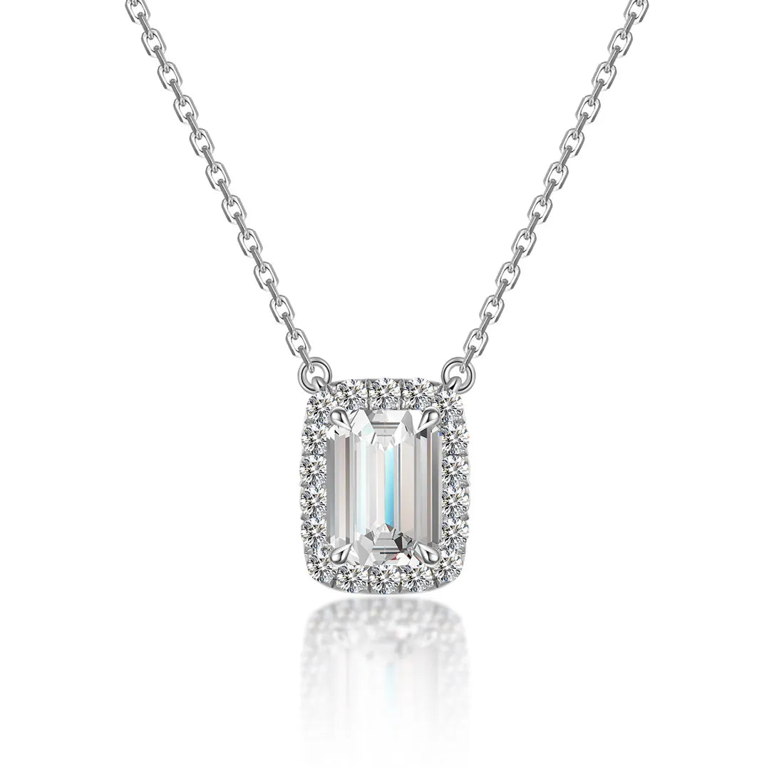 1.09 ct Statement Emerald-Cut Lab-Grown Diamond Necklace in PT950 Platinum