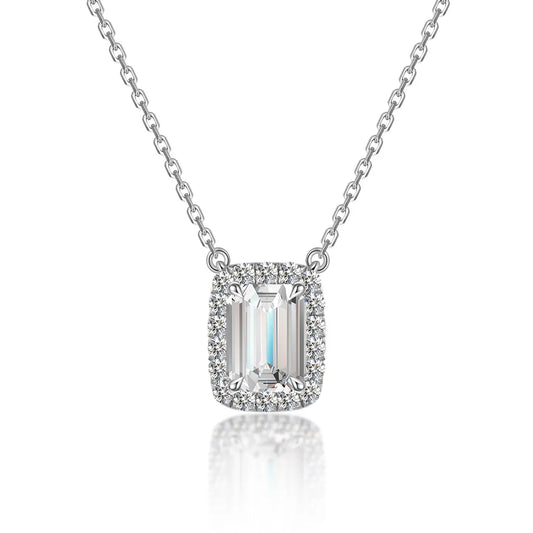 1.09 ct Statement Emerald-Cut Lab-Grown Diamond Necklace in PT950 Platinum
