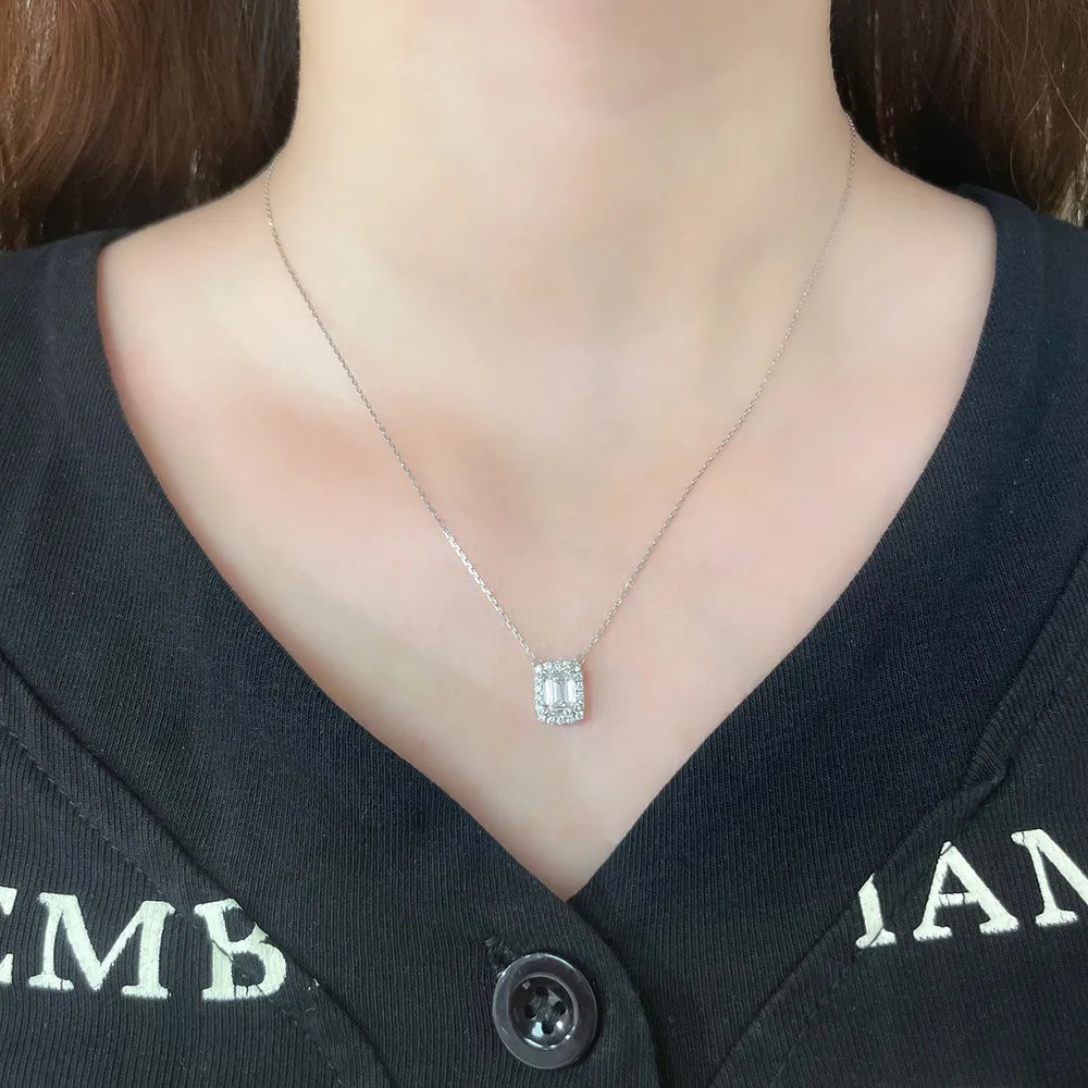 1.09 ct Statement Emerald-Cut Lab-Grown Diamond Necklace in PT950 Platinum