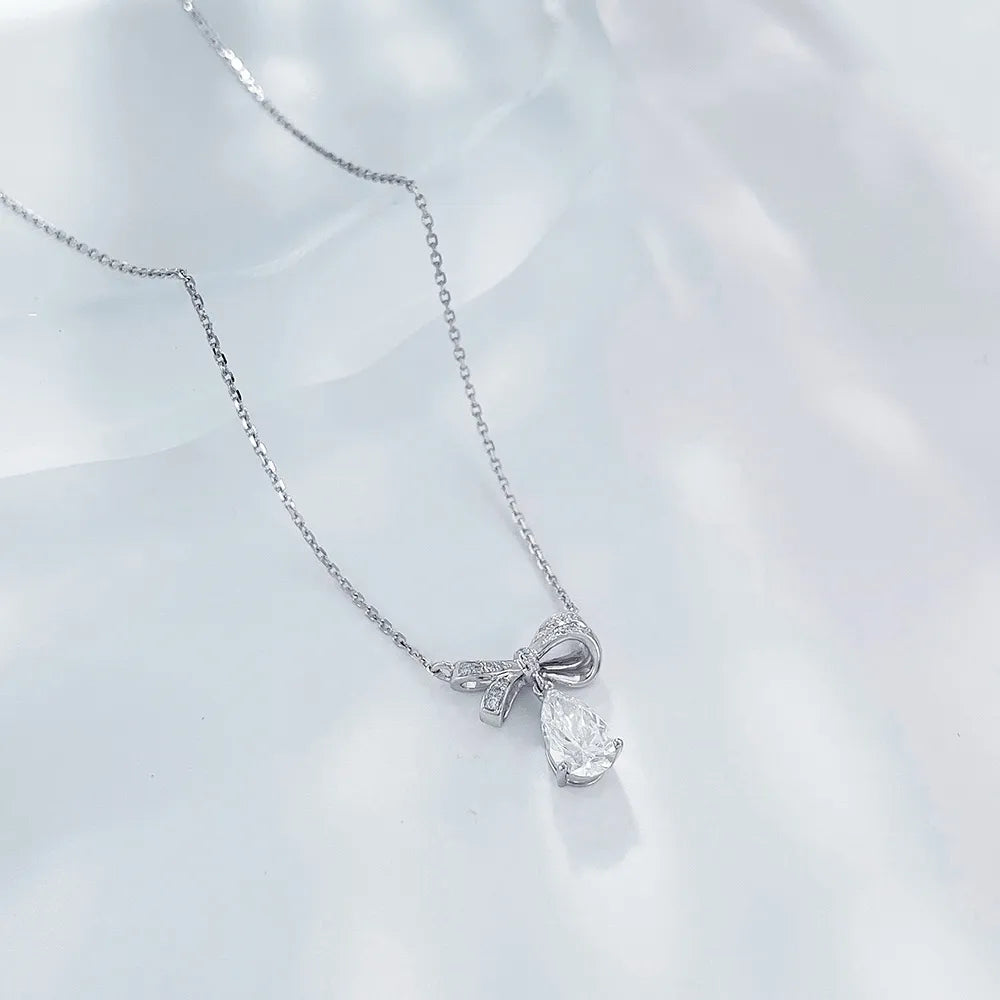 1.03 ct Bow Pear-Cut Lab-Grown Diamond Necklace in PT950 Platinum