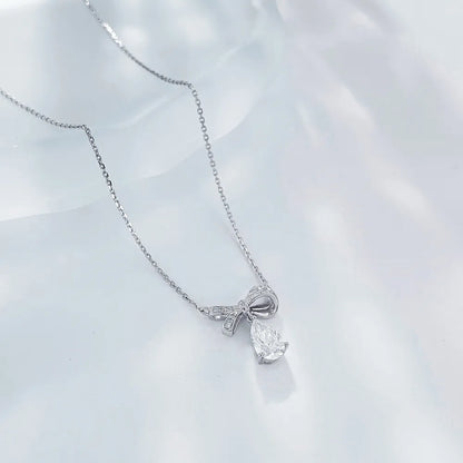 1.03 ct Bow Pear-Cut Lab-Grown Diamond Necklace in PT950 Platinum