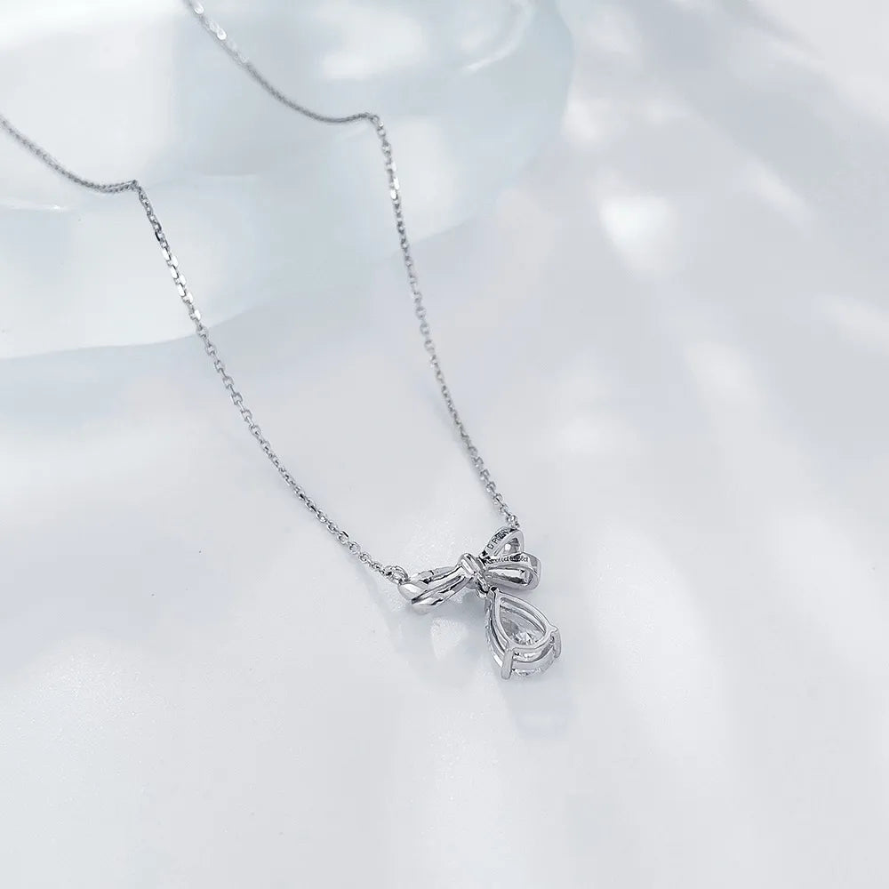 1.03 ct Bow Pear-Cut Lab-Grown Diamond Necklace in PT950 Platinum