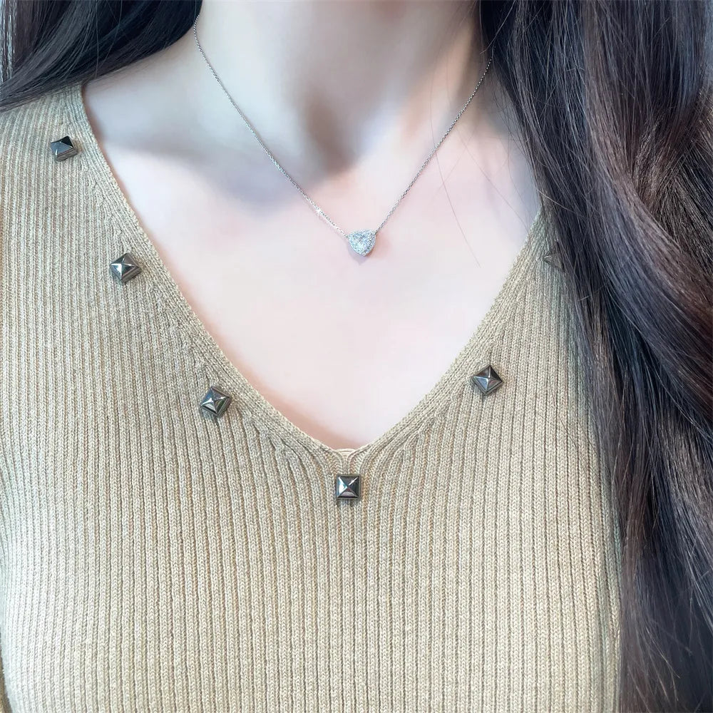 1.02 ct Celestial Three-Prong Heart-Cut Lab-Grown Diamond Necklace in PT950 Platinum