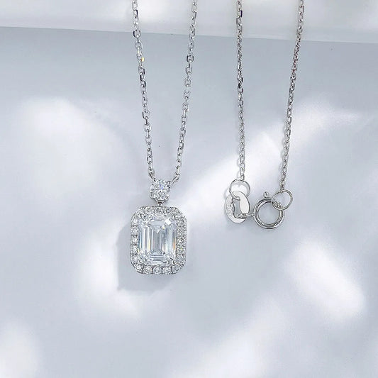 1.02 ct Emerald-Cut Lab-Grown Diamond Necklace in 18K White Gold