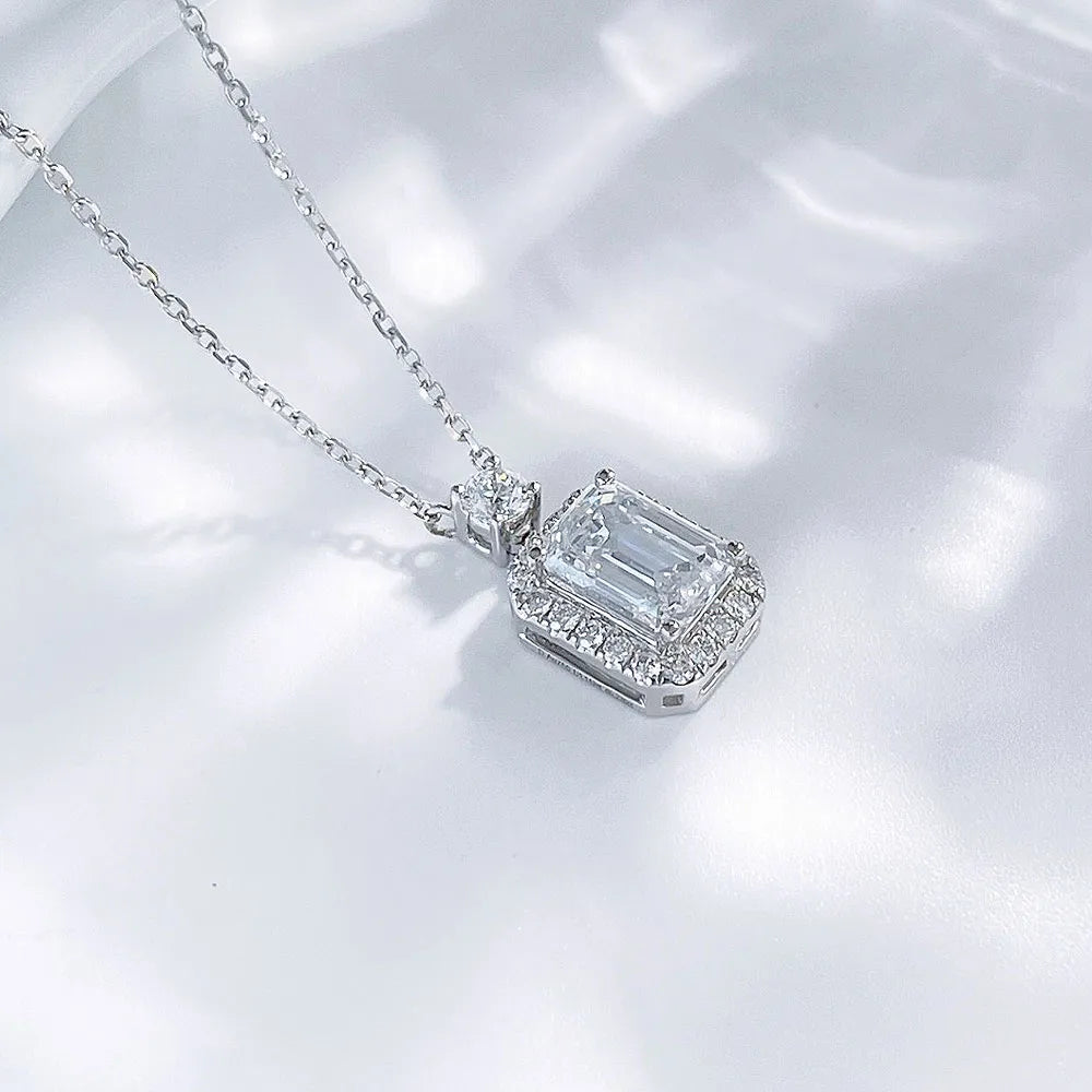 1.02 ct Emerald-Cut Lab-Grown Diamond Necklace in 18K White Gold