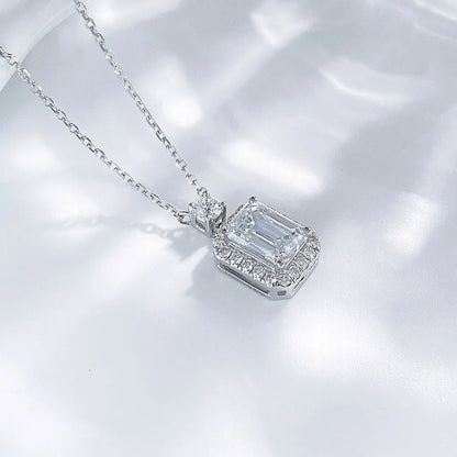 1.02 ct Emerald-Cut Lab-Grown Diamond Necklace in 18K White Gold