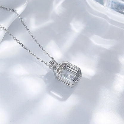 1.02 ct Emerald-Cut Lab-Grown Diamond Necklace in 18K White Gold