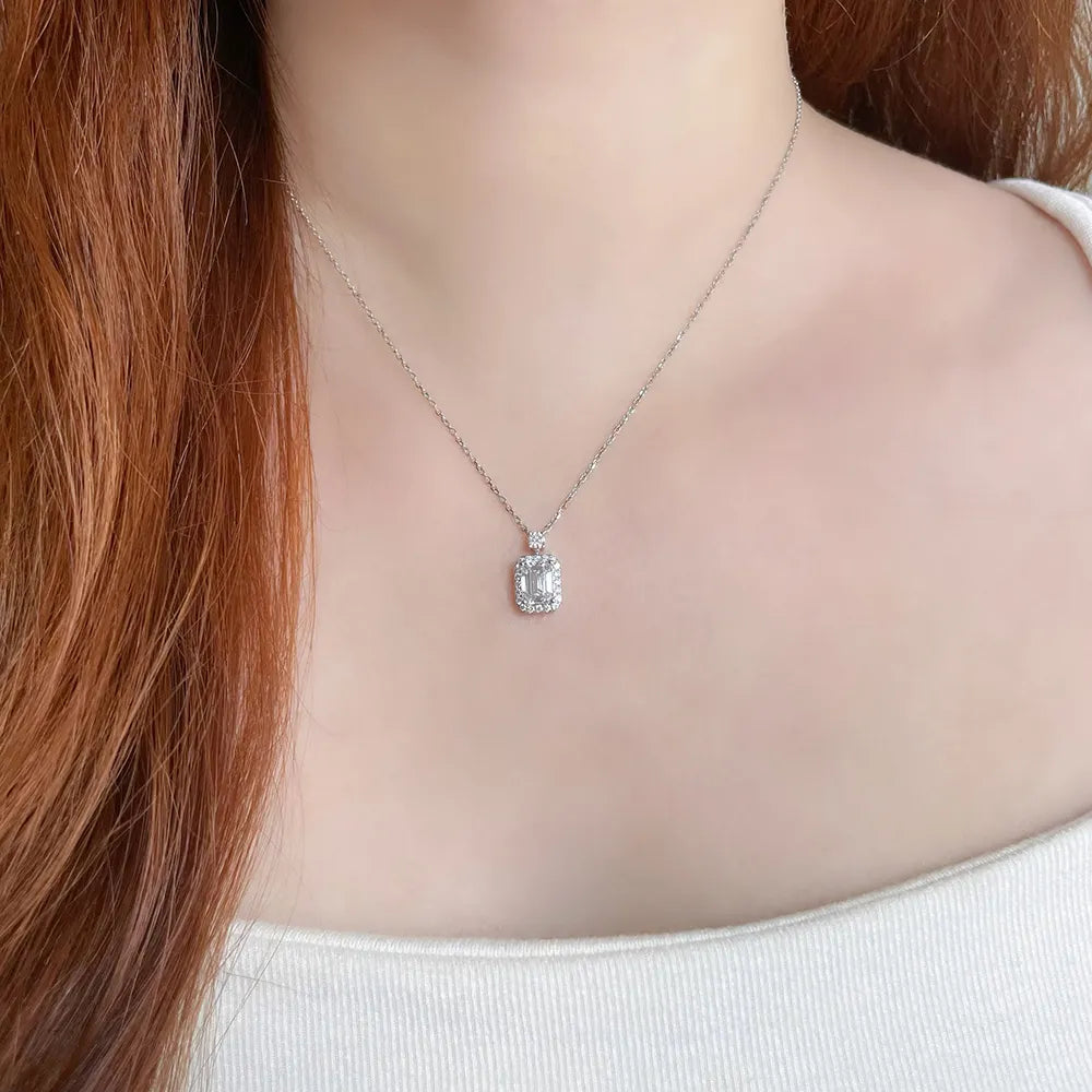 1.02 ct Emerald-Cut Lab-Grown Diamond Necklace in 18K White Gold