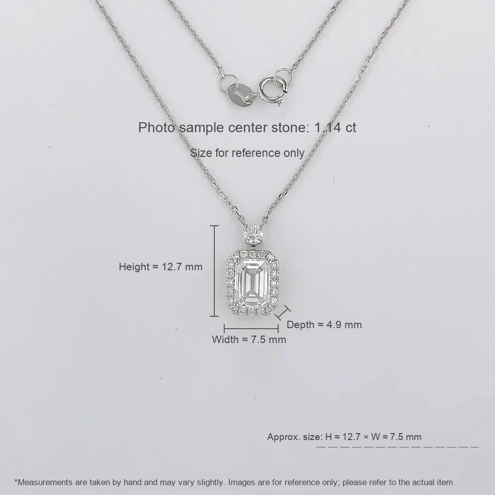 1.02 ct Emerald-Cut Lab-Grown Diamond Necklace in 18K White Gold