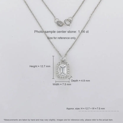 1.02 ct Emerald-Cut Lab-Grown Diamond Necklace in 18K White Gold