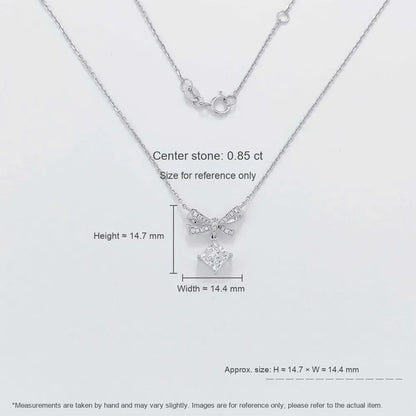 0.81 ct Bow Princess-Cut Lab-Grown Diamond Necklace in PT950 Platinum