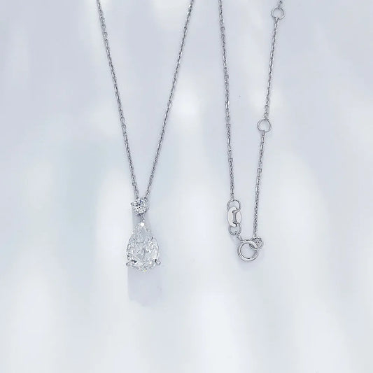 2.4 ct Minimalist Pear-Cut Lab-Grown Diamond Necklace in PT950 Platinum