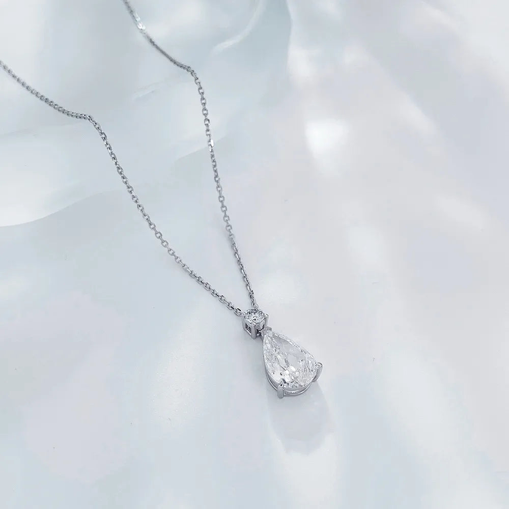 2.4 ct Minimalist Pear-Cut Lab-Grown Diamond Necklace in PT950 Platinum