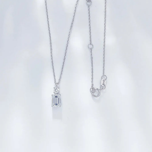 1.06 ct Minimalist Emerald-Cut Lab-Grown Diamond Necklace in PT950 Platinum – APYN0020-PT
