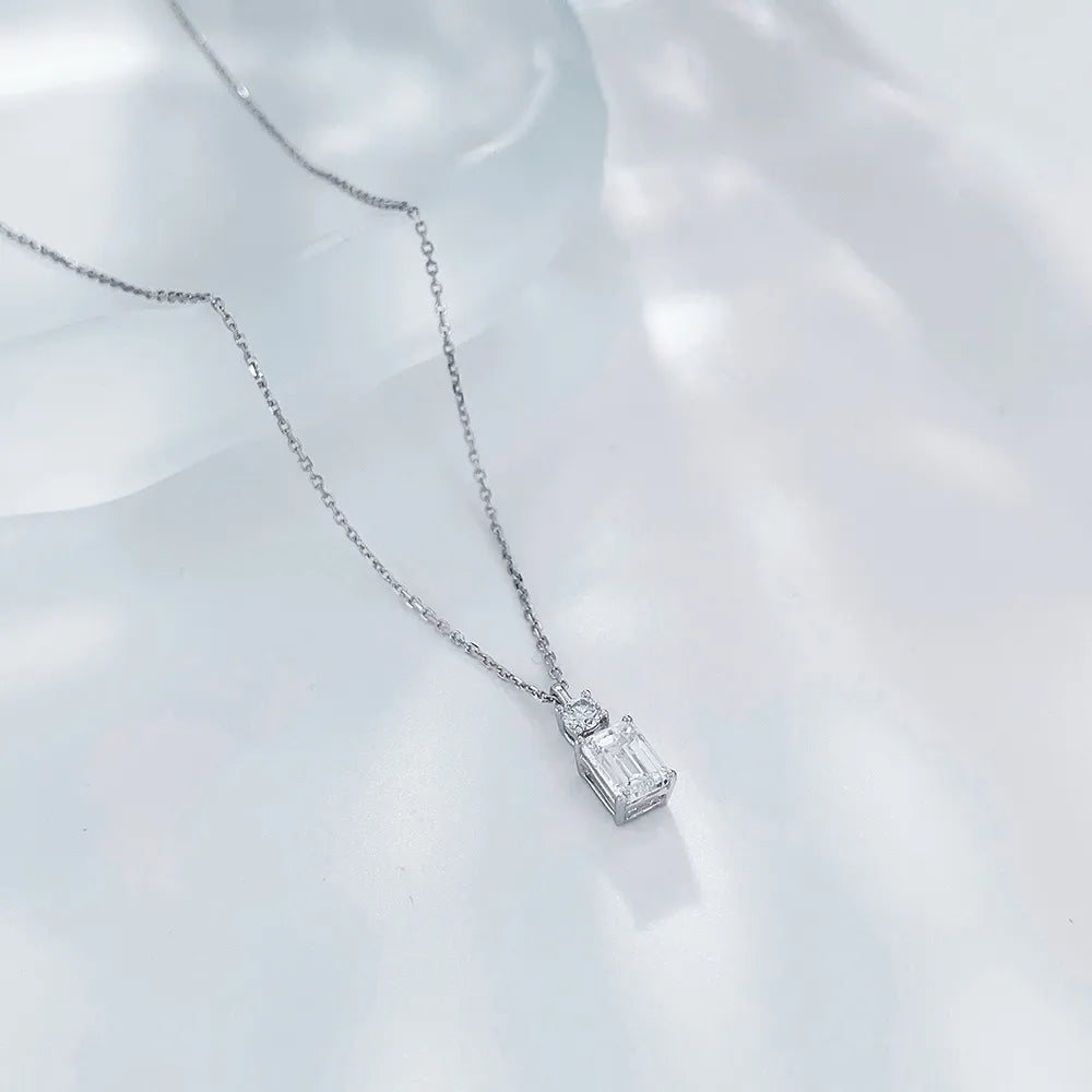 1.06 ct Minimalist Emerald-Cut Lab-Grown Diamond Necklace in PT950 Platinum – APYN0020-PT