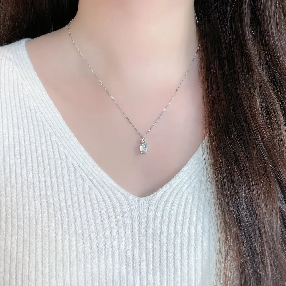 1.06 ct Minimalist Emerald-Cut Lab-Grown Diamond Necklace in PT950 Platinum – APYN0020-PT