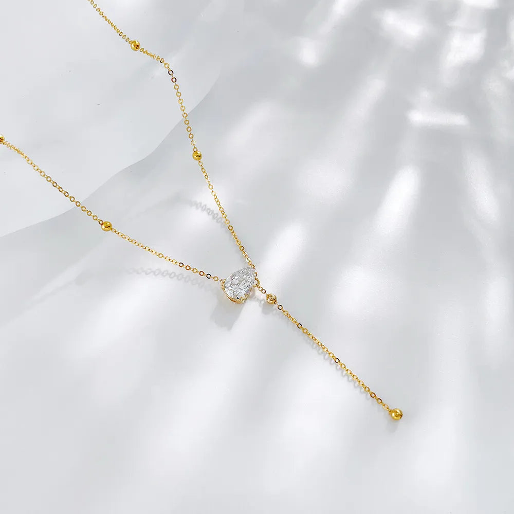 0.68 ct Celestial Pear-Cut Lab-Grown Diamond Necklace in 18K Yellow Gold – APYN0021-Y