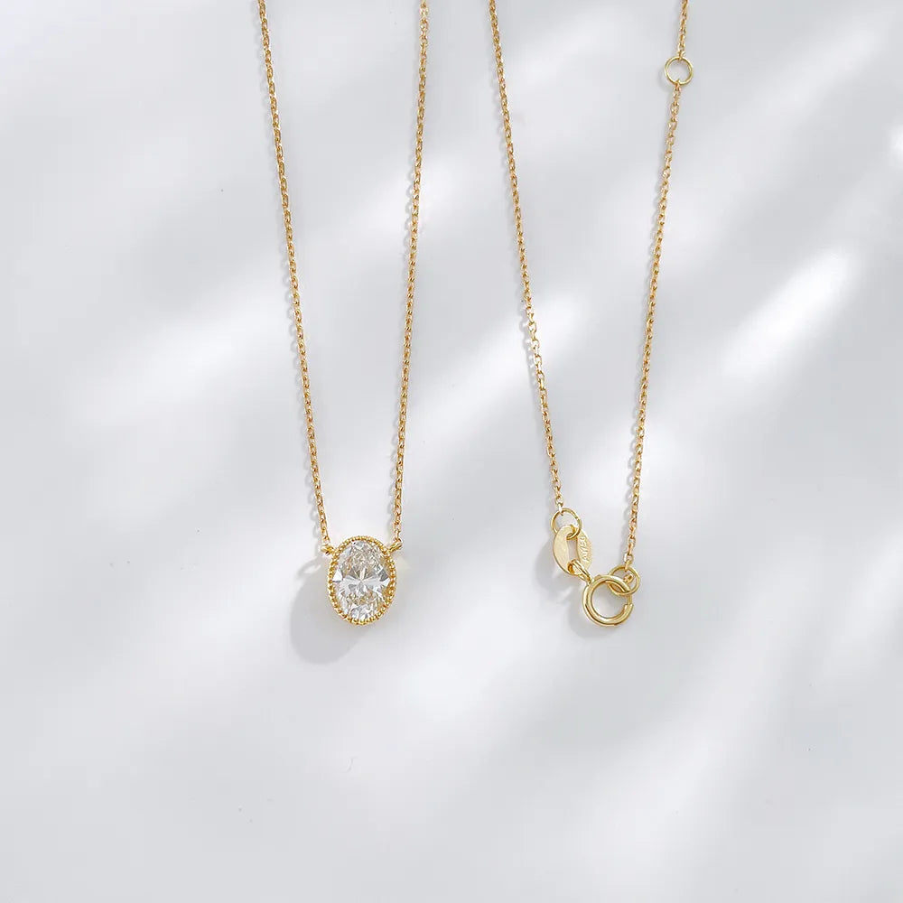 1.02 ct Minimalist Oval-Cut Lab-Grown Diamond Necklace in 18K Yellow Gold – APYN0022-Y