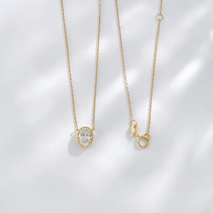 1.02 ct Minimalist Oval-Cut Lab-Grown Diamond Necklace in 18K Yellow Gold – APYN0022-Y