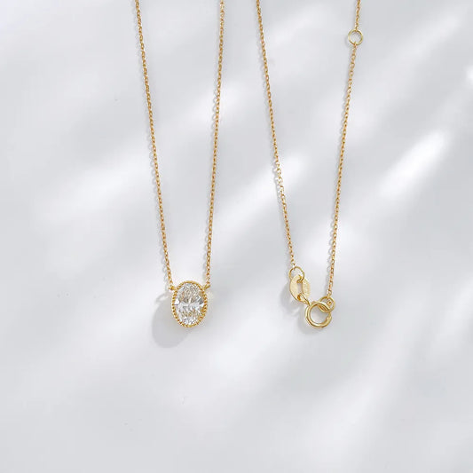 1.02 ct Minimalist Oval-Cut Lab-Grown Diamond Necklace in 18K Yellow Gold – APYN0022-Y