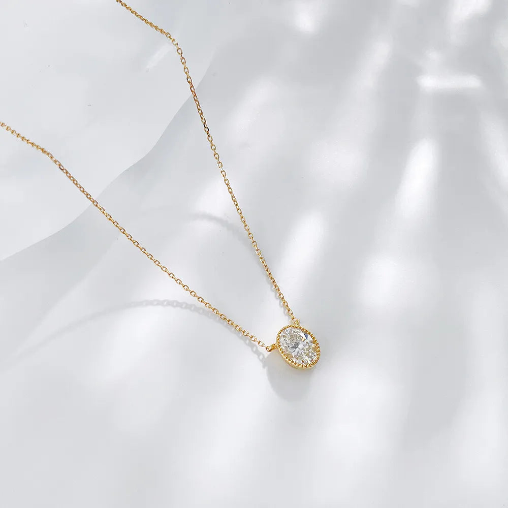 1.02 ct Minimalist Oval-Cut Lab-Grown Diamond Necklace in 18K Yellow Gold – APYN0022-Y