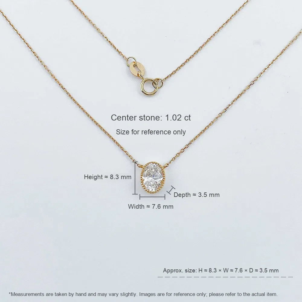 1.02 ct Minimalist Oval-Cut Lab-Grown Diamond Necklace in 18K Yellow Gold – APYN0022-Y