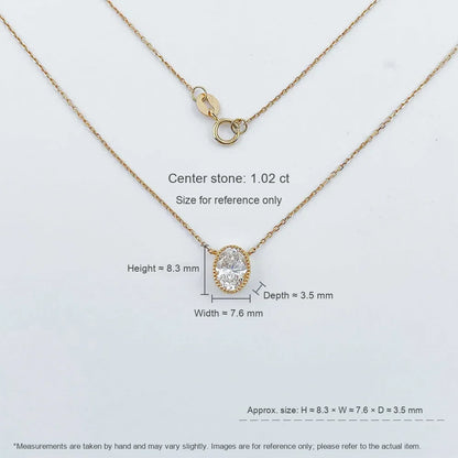 1.02 ct Minimalist Oval-Cut Lab-Grown Diamond Necklace in 18K Yellow Gold – APYN0022-Y