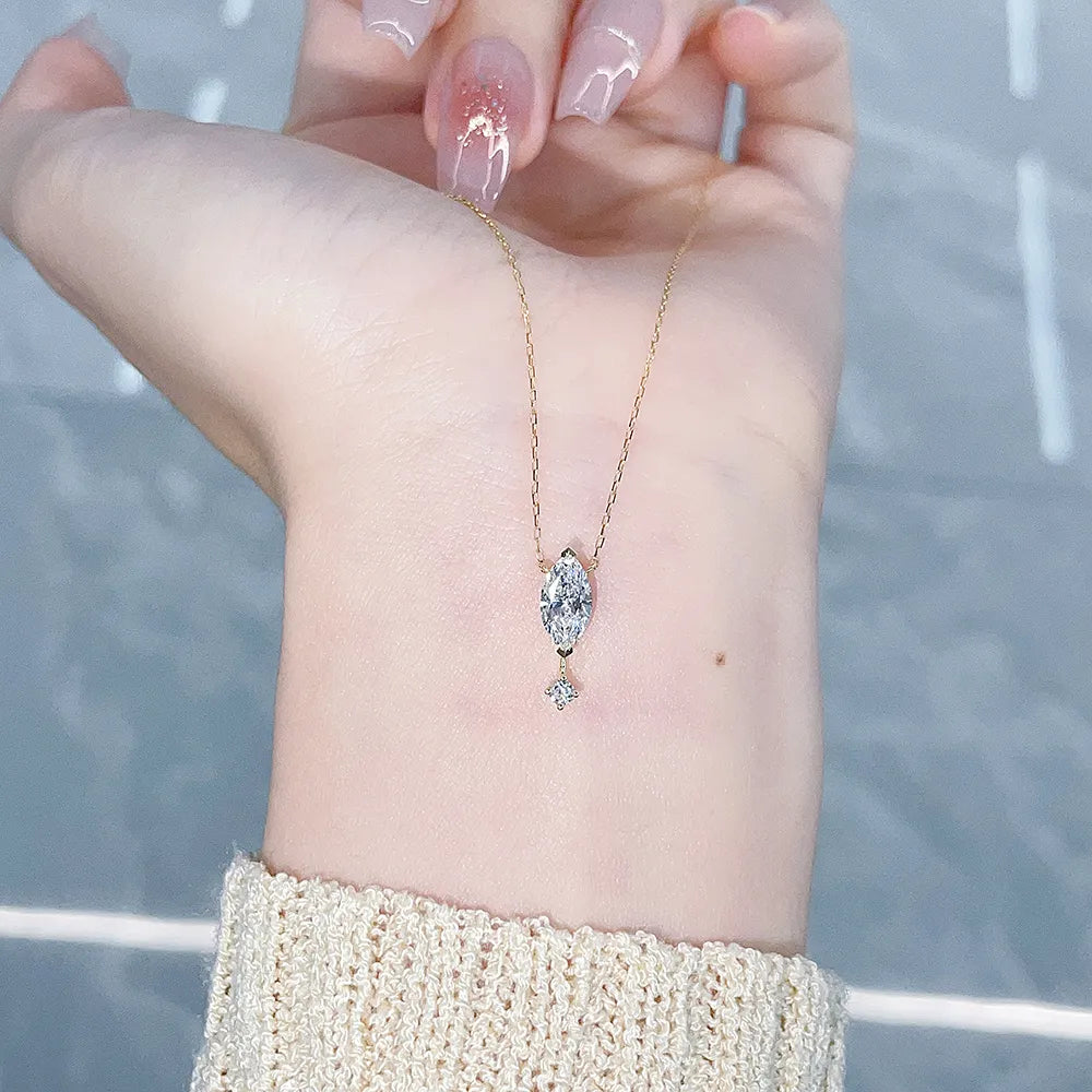 0.62 ct Mixed-Cut Lab-Grown Diamond Necklace in 18K Yellow Gold