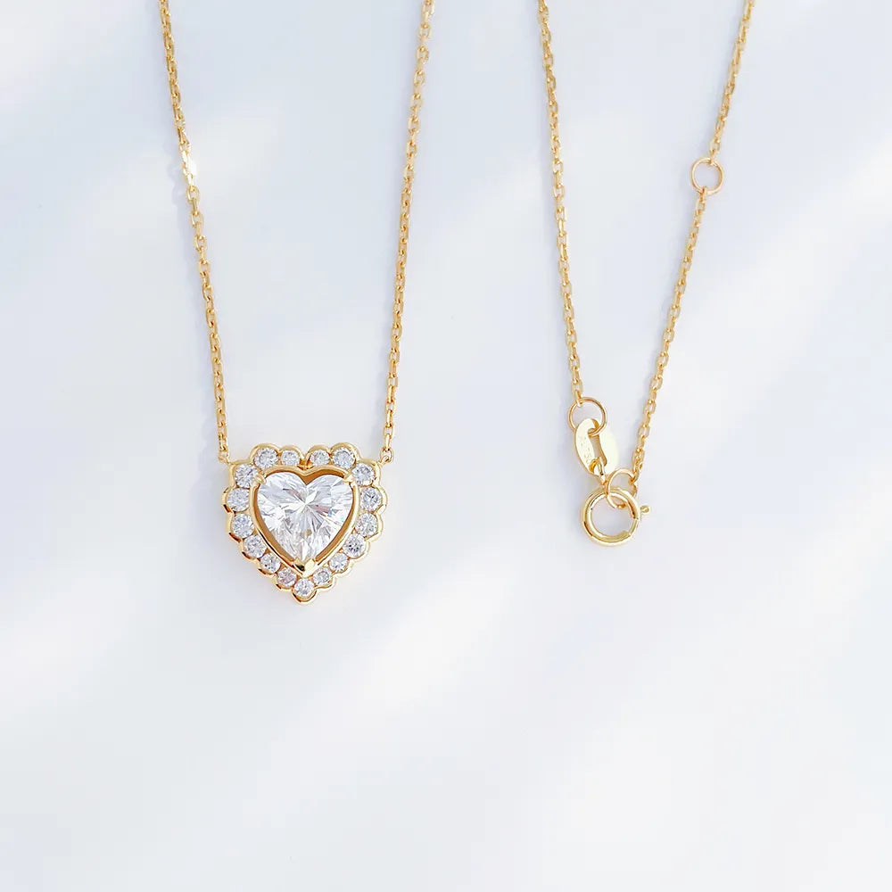1.03 ct Heart-Cut Lab-Grown Diamond Necklace in 18K Yellow Gold – APYN0024-Y