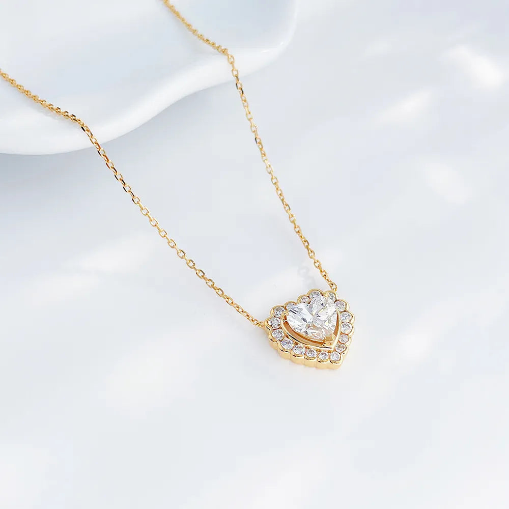 1.03 ct Heart-Cut Lab-Grown Diamond Necklace in 18K Yellow Gold – APYN0024-Y