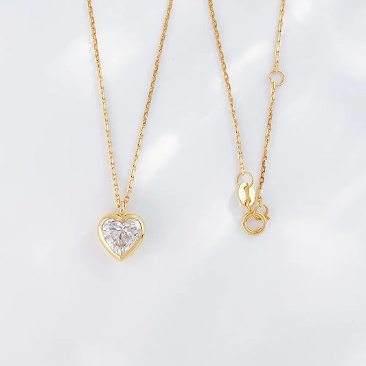 1.06 ct Heart-Cut Lab-Grown Diamond Necklace in 18K Yellow Gold – APYN0025-Y