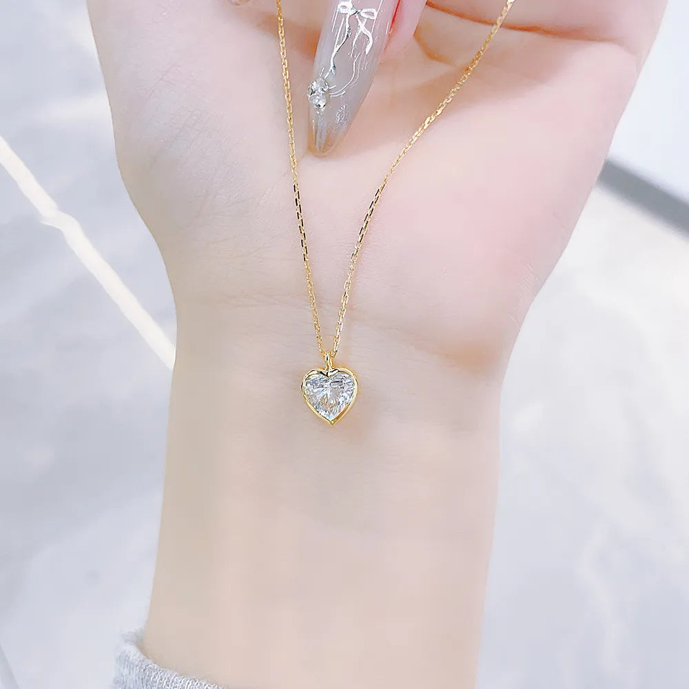 1.06 ct Heart-Cut Lab-Grown Diamond Necklace in 18K Yellow Gold – APYN0025-Y