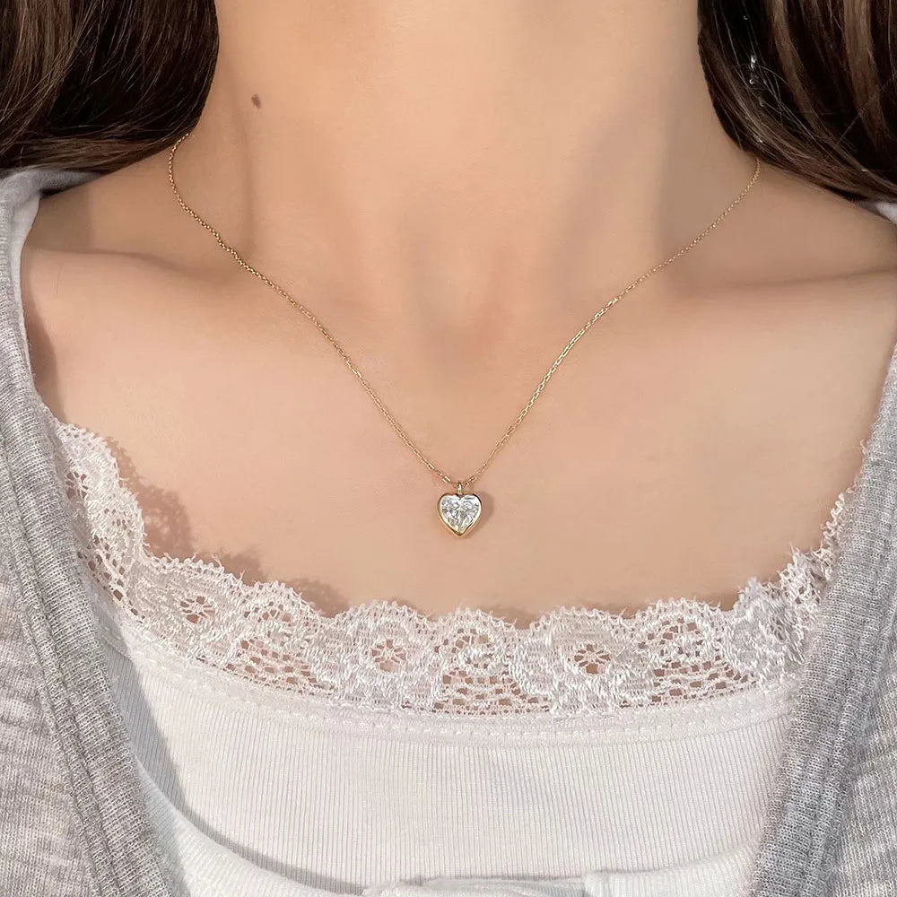 1.06 ct Heart-Cut Lab-Grown Diamond Necklace in 18K Yellow Gold – APYN0025-Y