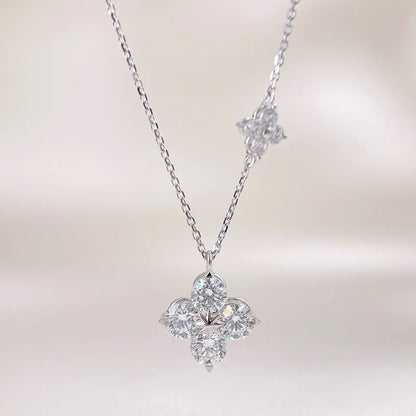 1.52 ctw Four-Leaf Clover Mixed-Cut Lab-Grown Diamond Necklace in PT950 Platinum