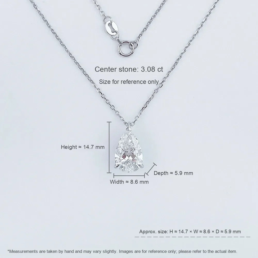 3.01 ct Minimalist Adjustable Pear-Cut Lab-Grown Diamond Necklace in PT950 Platinum – APYN0029-PT