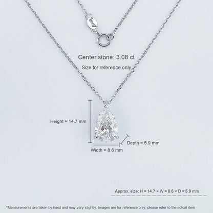 3.01 ct Minimalist Adjustable Pear-Cut Lab-Grown Diamond Necklace in PT950 Platinum – APYN0029-PT