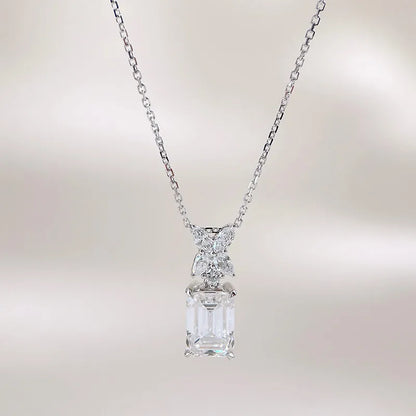 2.03 ct Butterfly Adjustable Emerald-Cut Lab-Grown Diamond Necklace in 18K White Gold