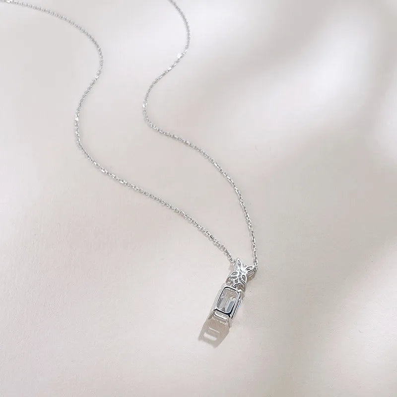 2.03 ct Butterfly Adjustable Emerald-Cut Lab-Grown Diamond Necklace in 18K White Gold