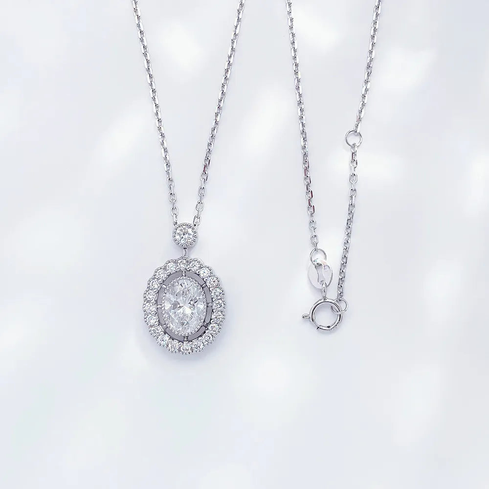 1.02 ct Statement Adjustable Oval-Cut Lab-Grown Diamond Necklace in PT950 Platinum